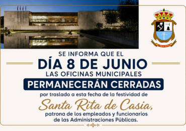 Este lunes 8 de junio las oficinas municipales permanecerán cerradas.