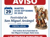 Este martes 29 de septiembre, es fiesta local y las oficinas municipales permanecerán cerradas